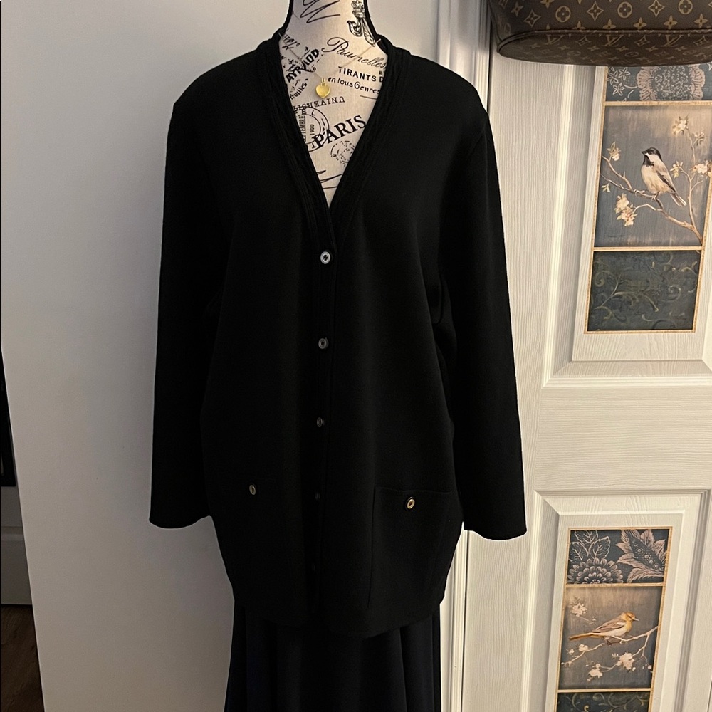 Women's Black V-Neck Button Front Cardigan Sweater
